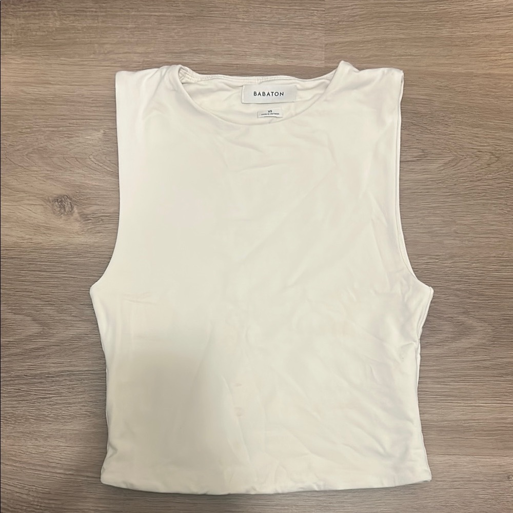 Babaton Cream Sleeveless Crop Muscle Tee